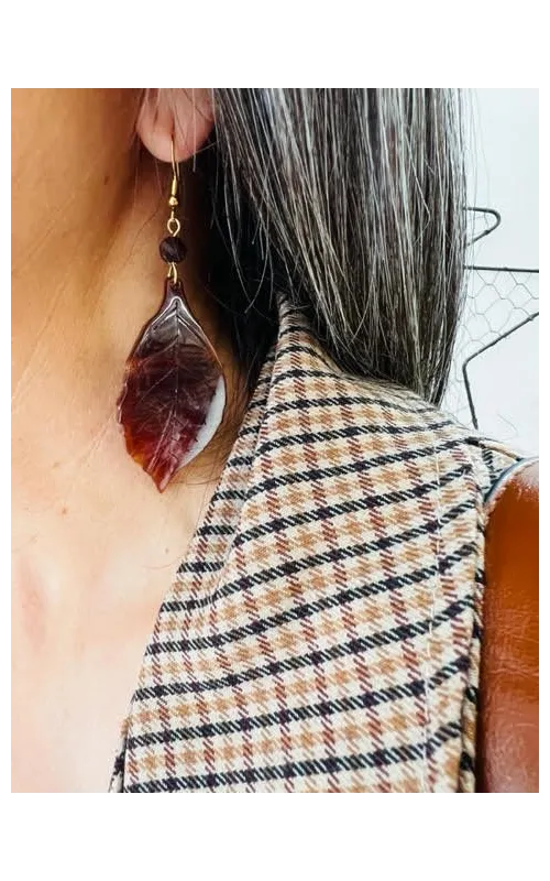 Pendientes Hoja Marrón