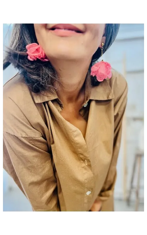 Pendientes  Flor Organza