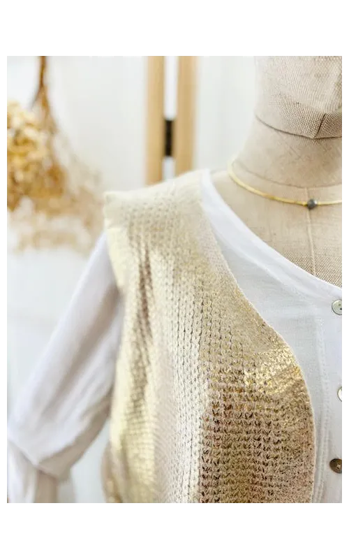 Chaleco Punto Efecto Dorado